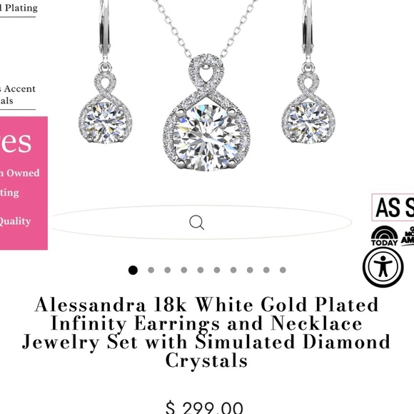 Cate & Chloe - Alessandra 18k white gold plated infinity set - Picture 3 of 4